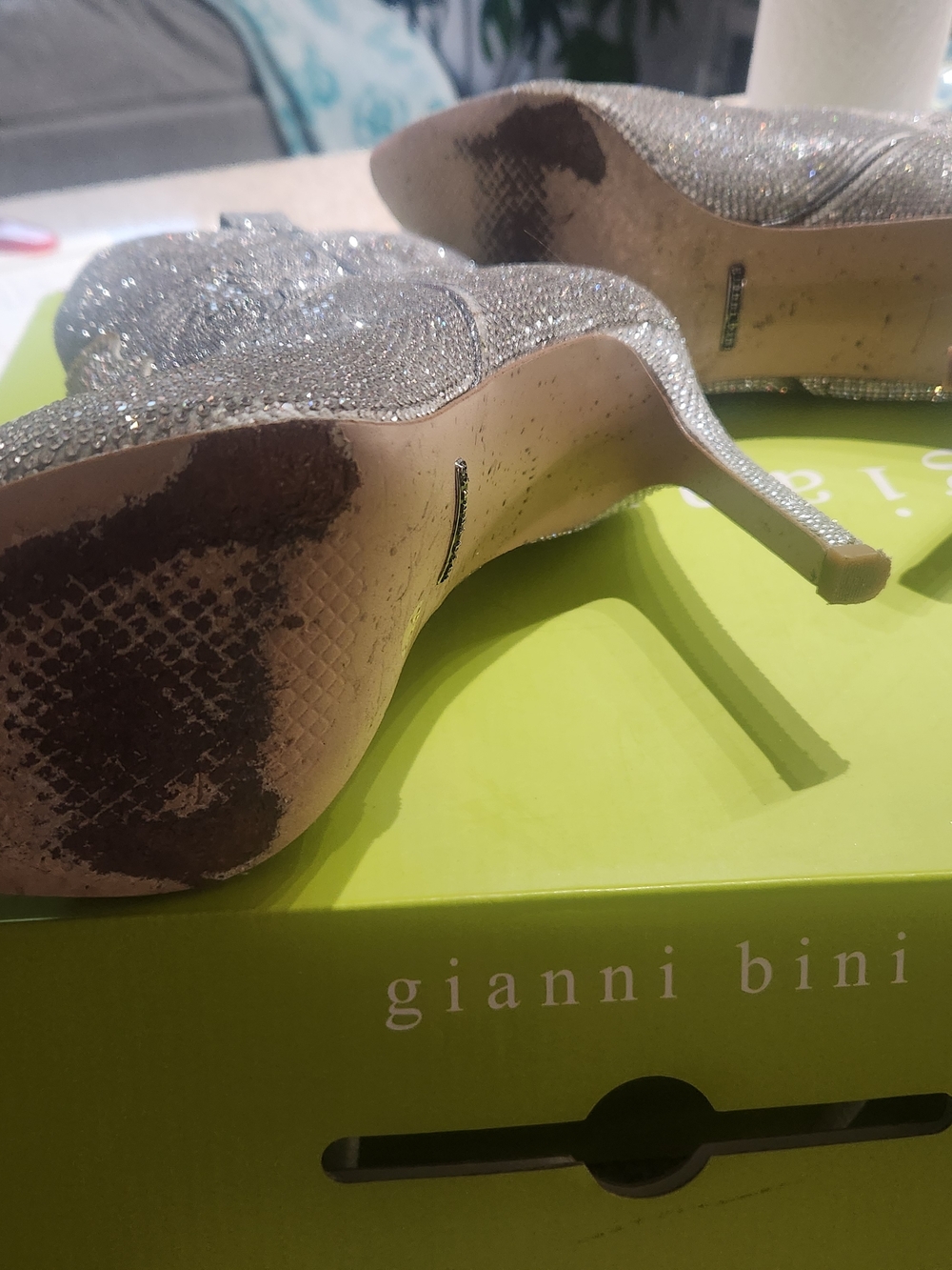 Gianni Bini Silver Glitter High Heel Pumps